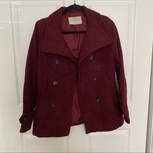 Burgundy Wool Peacoat (Size S)